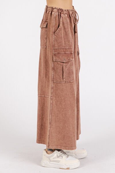 Mittoshop French Terry Cargo Wide Leg Pants - Roaming Gypsy Boutique