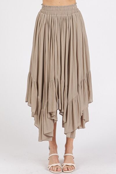 Mittoshop Handkerchief Hem Elastic Waist Pocket Midi Skirt - Roaming Gypsy Boutique