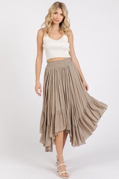 Mittoshop Handkerchief Hem Elastic Waist Pocket Midi Skirt - Roaming Gypsy Boutique