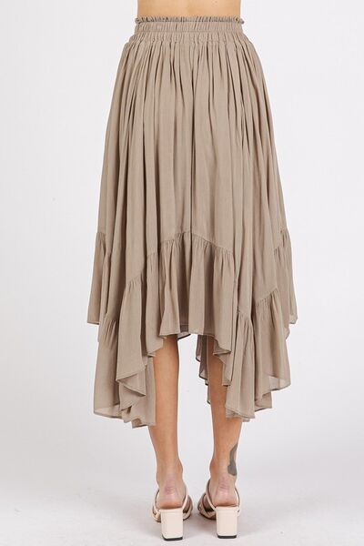 Mittoshop Handkerchief Hem Elastic Waist Pocket Midi Skirt - Roaming Gypsy Boutique