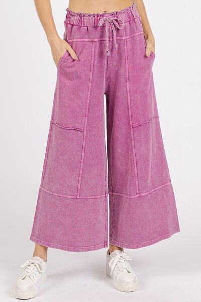 Mittoshop Mineral Wash Seam French Terry Wide Leg Pants - Roaming Gypsy Boutique