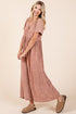 Mittoshop Mineral Wash Short Sleeve Flowy Wide Leg Jumpsuit - Roaming Gypsy Boutique