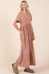 Mittoshop Mineral Wash Short Sleeve Flowy Wide Leg Jumpsuit - Roaming Gypsy Boutique