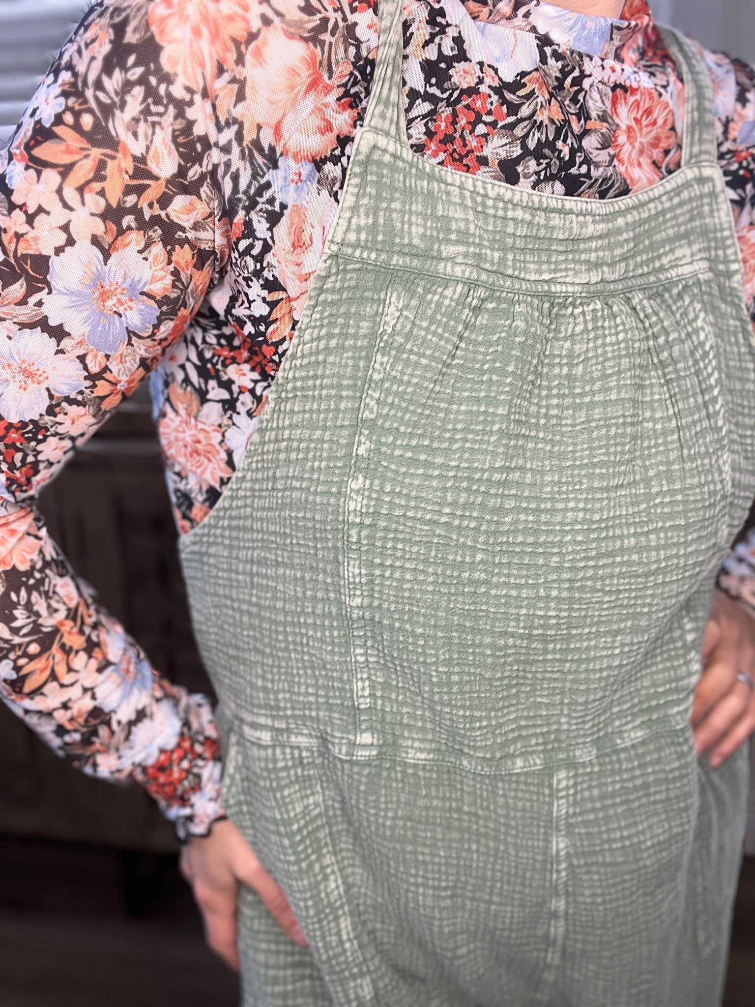 Mittoshop Textured Knotted Wide Strap Overalls - Roaming Gypsy Boutique