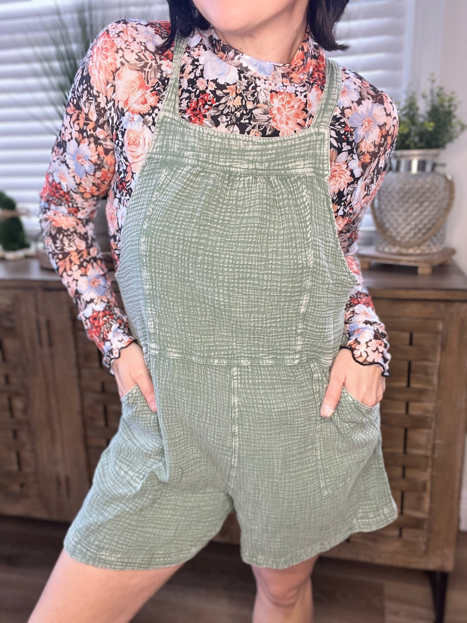 Mittoshop Textured Knotted Wide Strap Overalls - Roaming Gypsy Boutique
