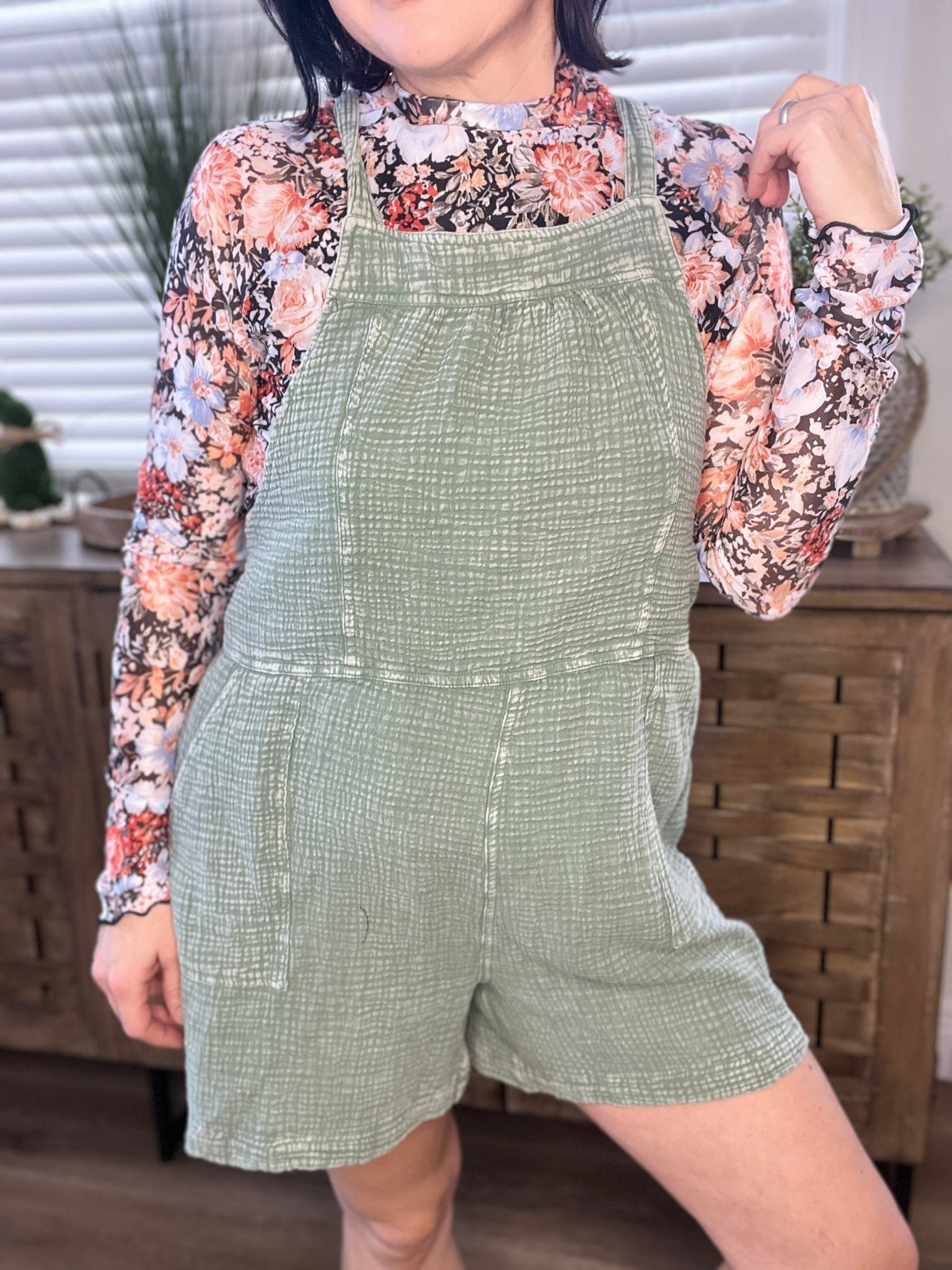 Mittoshop Textured Knotted Wide Strap Overalls - Roaming Gypsy Boutique