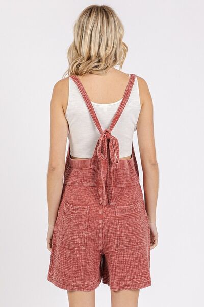 Mittoshop Textured Knotted Wide Strap Overalls - Roaming Gypsy Boutique