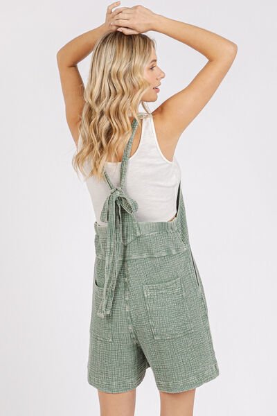 Mittoshop Textured Knotted Wide Strap Overalls - Roaming Gypsy Boutique