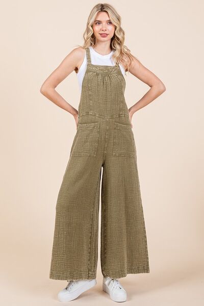Mittoshop Textured Wide Leg Overalls - Roaming Gypsy Boutique