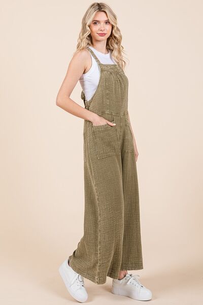 Mittoshop Textured Wide Leg Overalls - Roaming Gypsy Boutique