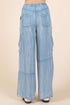 Mittoshop Washed Elastic Waist Cargo Wide Leg Pants - Roaming Gypsy Boutique