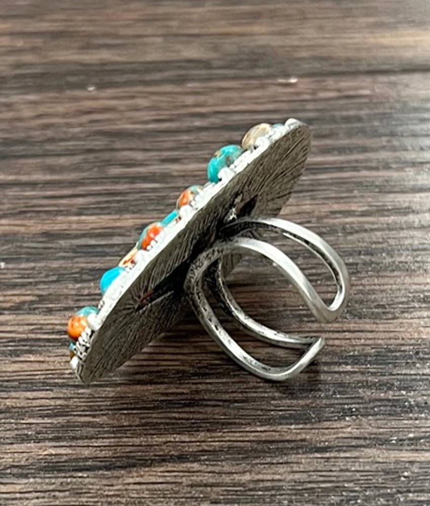 Multi Gemstone Adjustable Ring - Roaming Gypsy Boutique