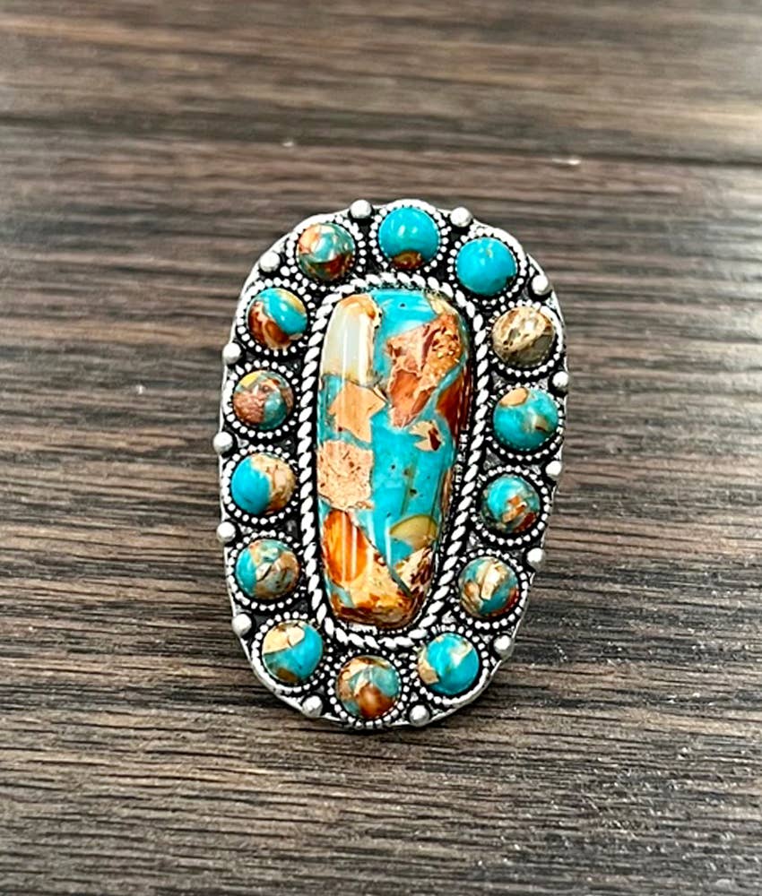 Multi Gemstone Adjustable Ring - Roaming Gypsy Boutique