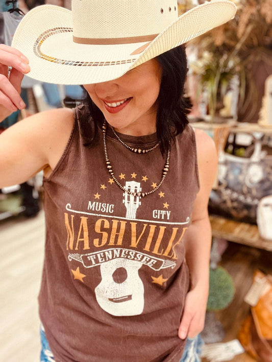 Nashville Guitar Mineral Tank - Roaming Gypsy Boutique