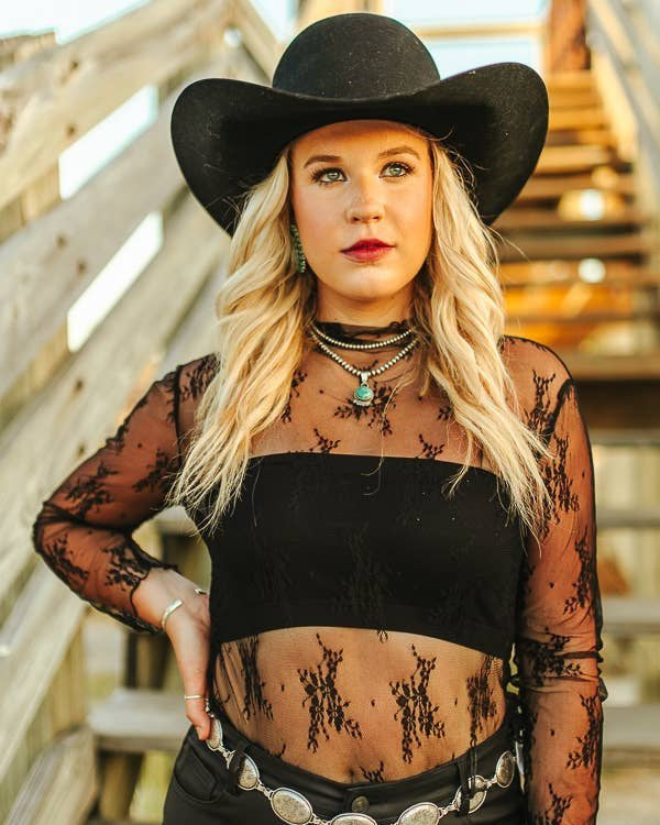NFR Floral Lace Mesh Top - Roaming Gypsy Boutique