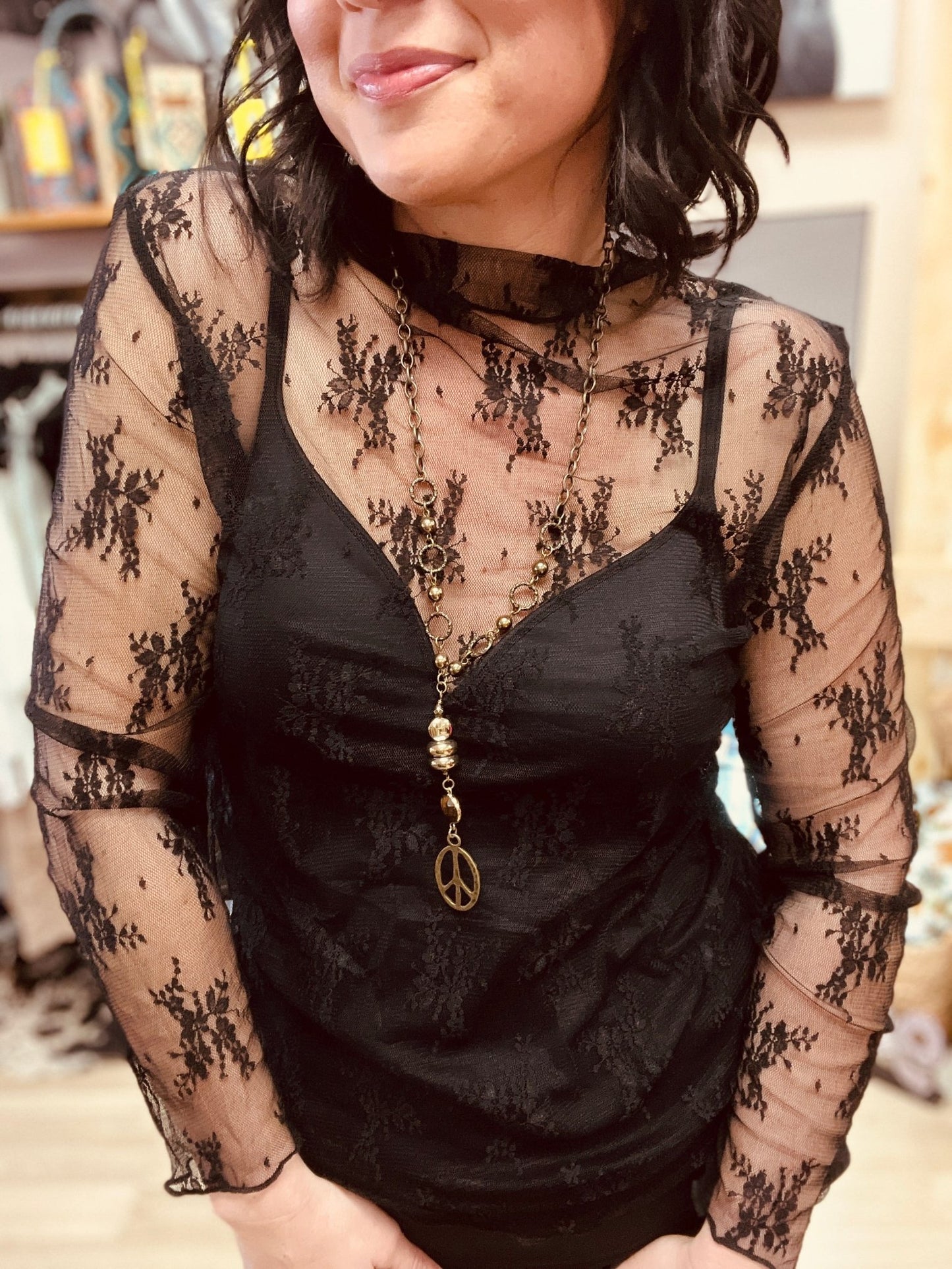 NFR Floral Lace Mesh Top - Roaming Gypsy Boutique