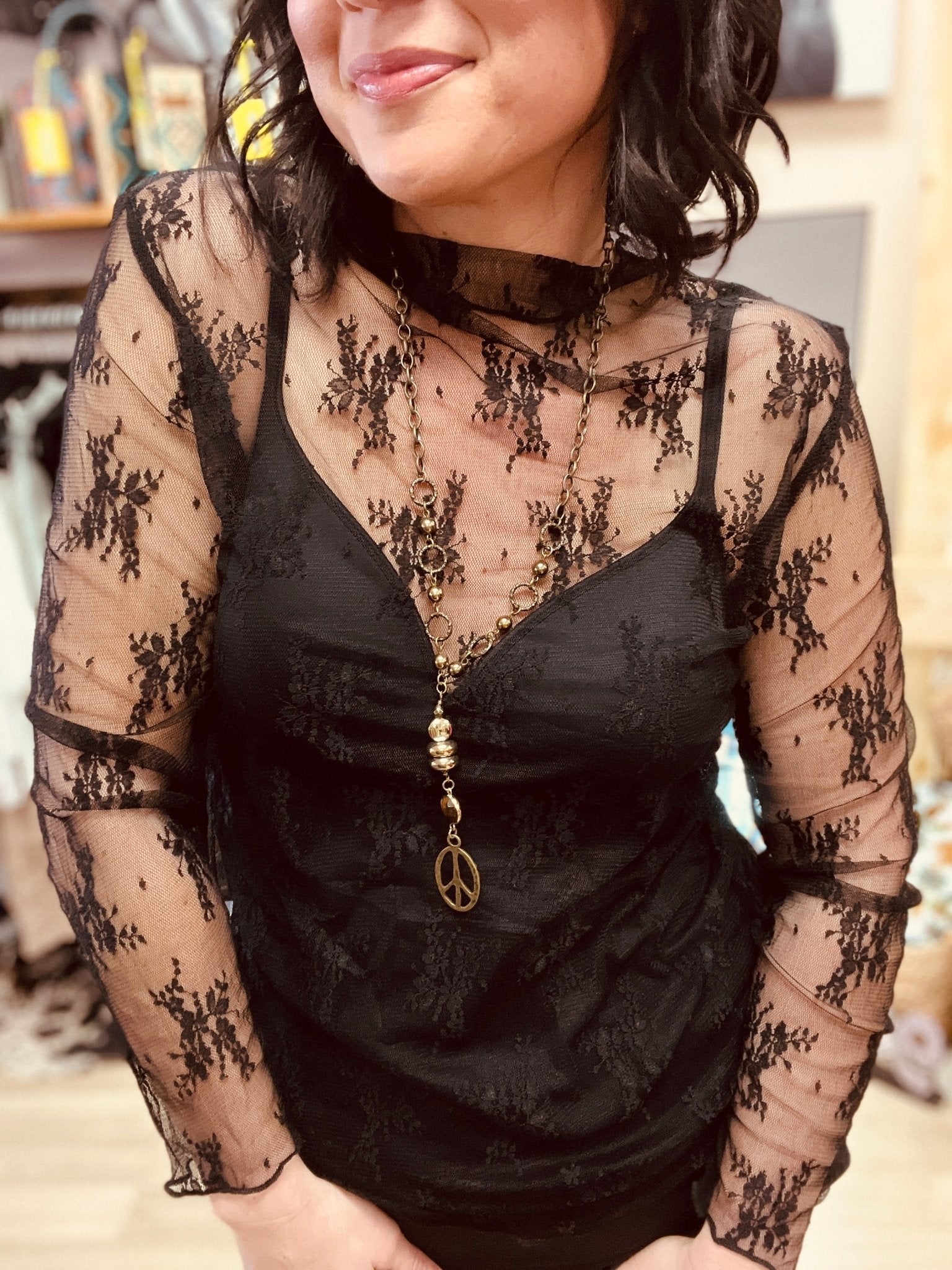 NFR Floral Lace Mesh Top - Roaming Gypsy Boutique