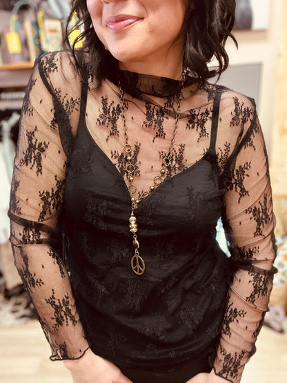 NFR Floral Lace Mesh Top - Roaming Gypsy Boutique