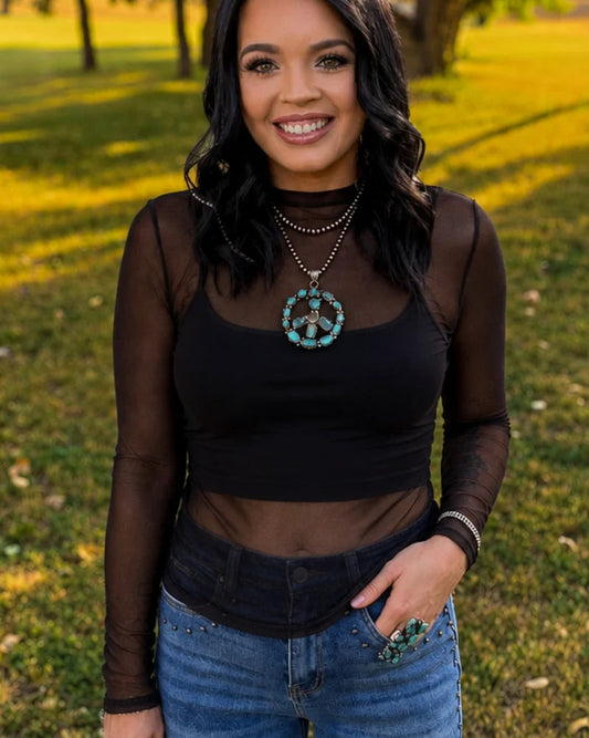black mesh layering sterling kreek shirt