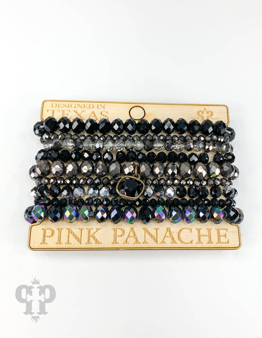 Nine strand bracelet stack with Austrian crystal - Roaming Gypsy Boutique