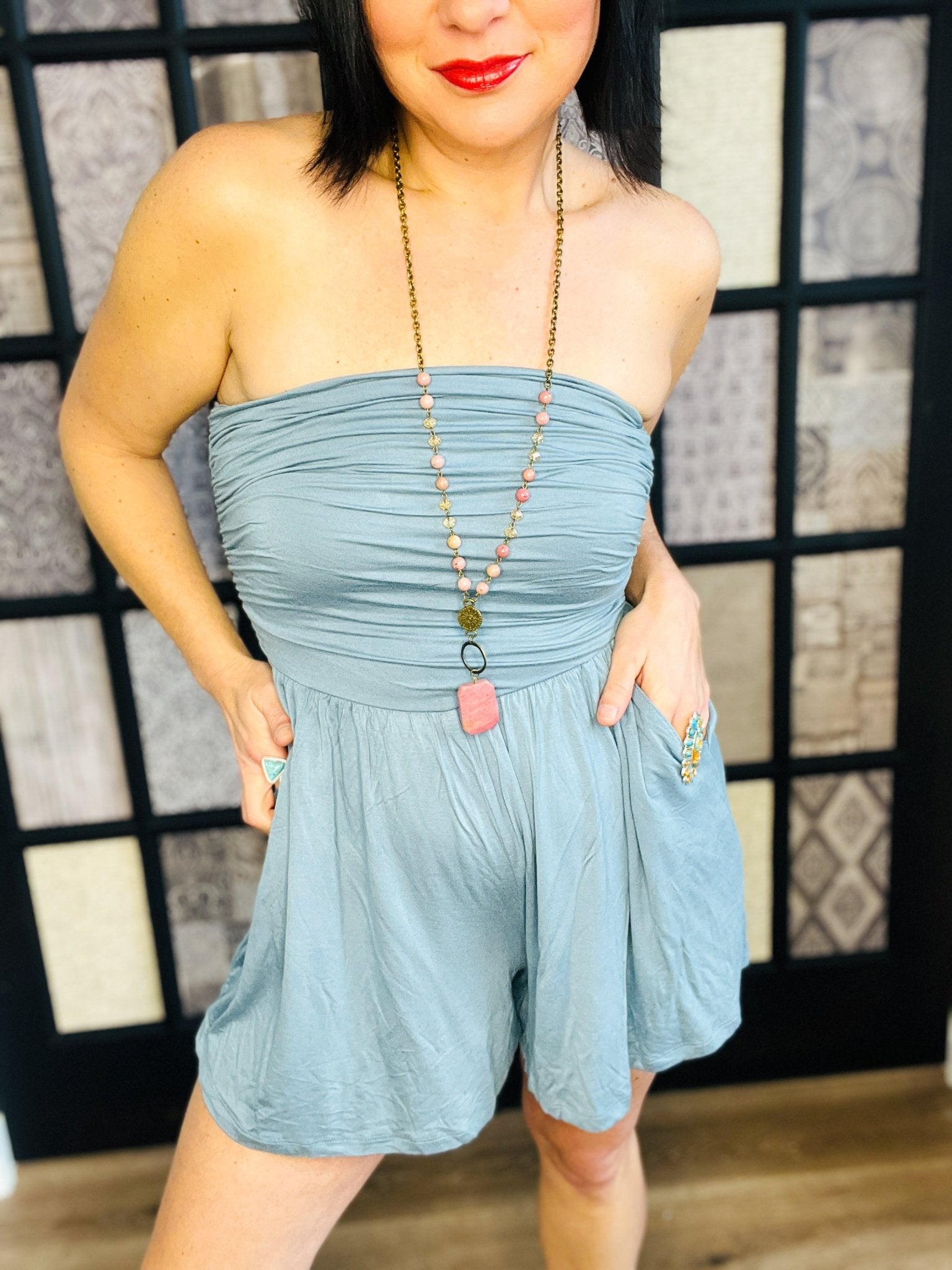 Oasis Vibes Strapless Romper - Roaming Gypsy Boutique