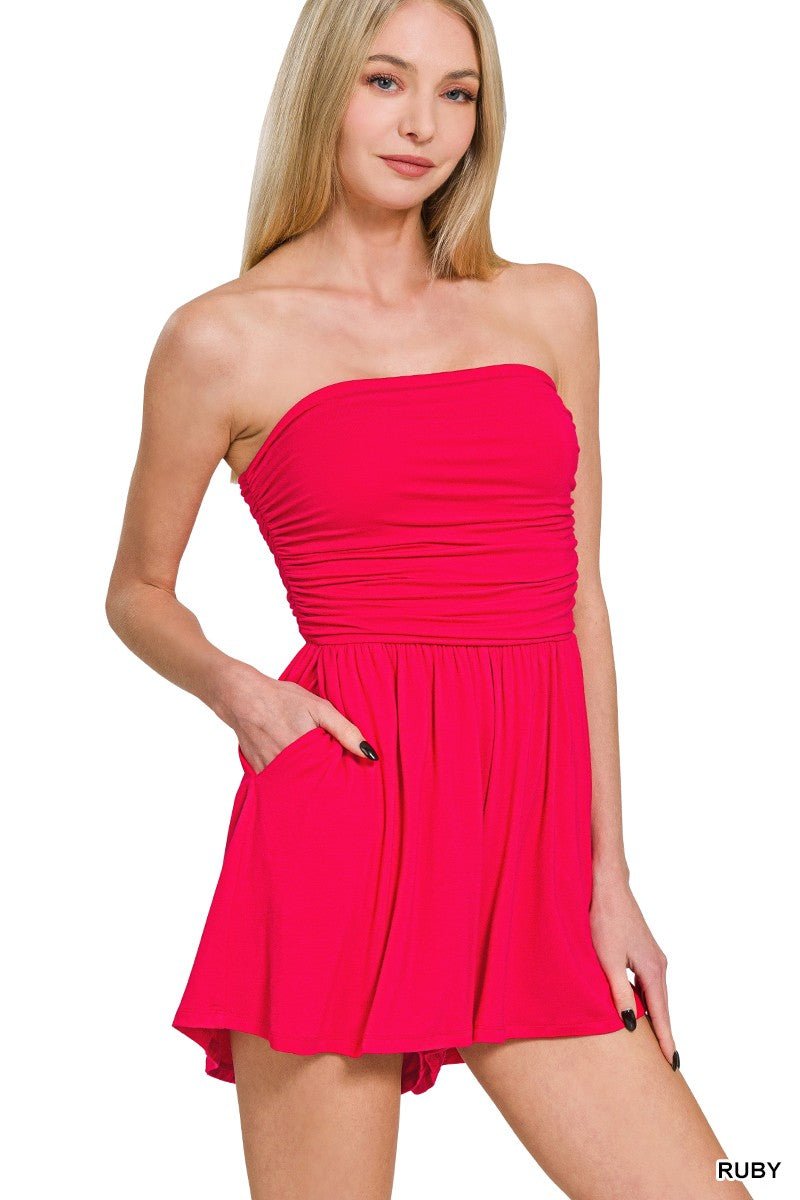 Oasis Vibes Strapless Romper - Roaming Gypsy Boutique