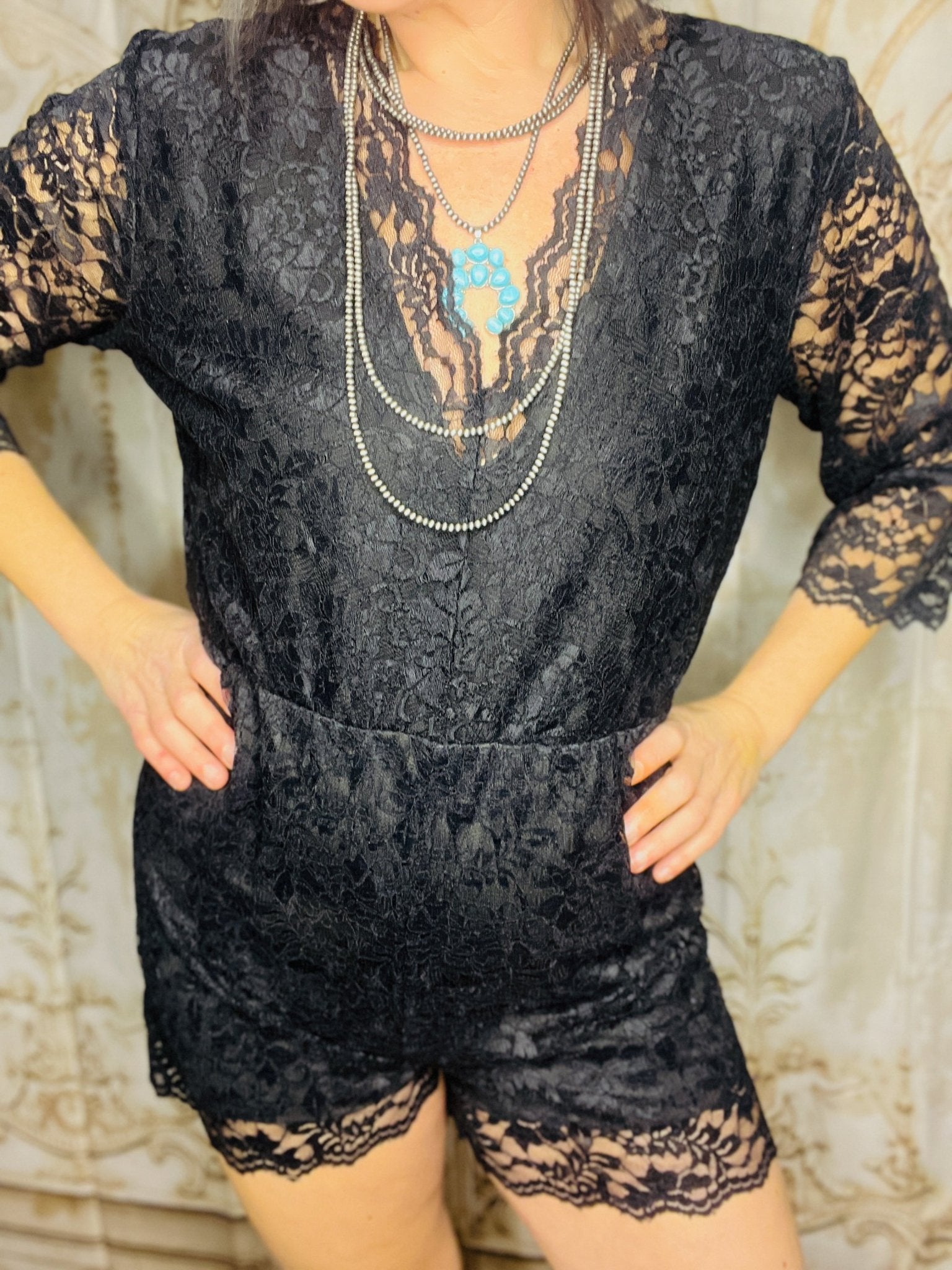 Onyx Lace Romper - Roaming Gypsy Boutique