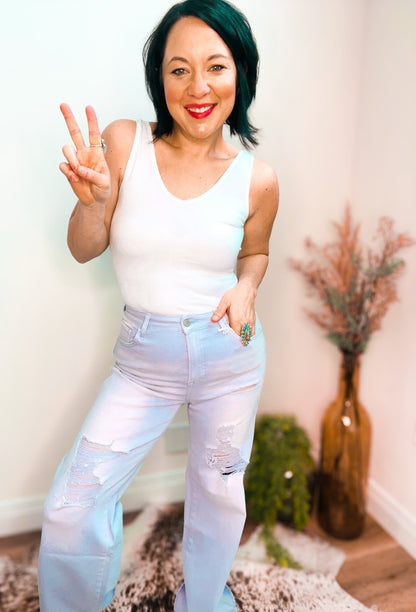 Pastel Perfection Violet Jeans - Roaming Gypsy Boutique