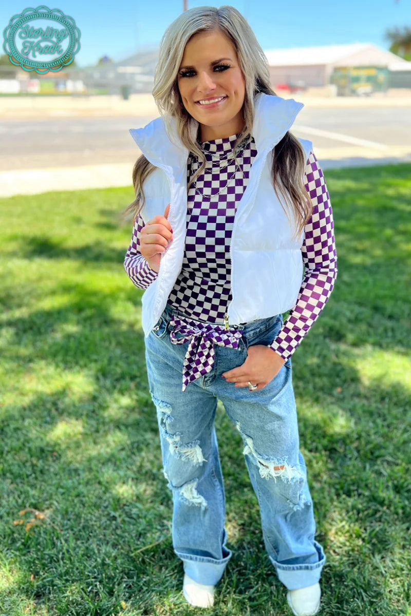 Laker Purple Checkered Mesh Top