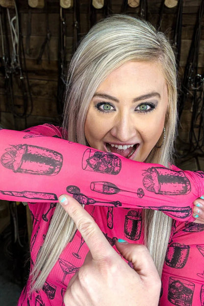 Pink Buy You a Drink Mesh Top - Roaming Gypsy Boutique