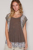 POL Floral Frayed Hem Crochet Cap Sleeve Top - Roaming Gypsy Boutique