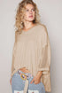 POL High - Low Contrast V - Neck Top - Roaming Gypsy Boutique