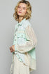 POL Lace Trim Crochet Button Up Denim Jacket - Roaming Gypsy Boutique