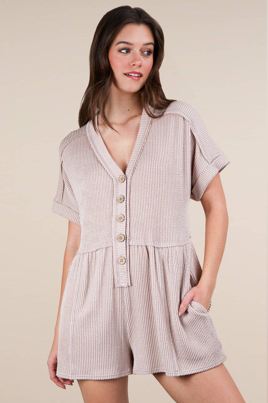 Ribbed Glam Boho Goddess Romper - Roaming Gypsy Boutique