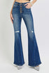 RISEN Distressed Button - Fly Flare Jeans - Roaming Gypsy Boutique