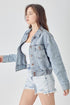 RISEN Full Size Button Down Cropped Denim Jacket - Roaming Gypsy Boutique