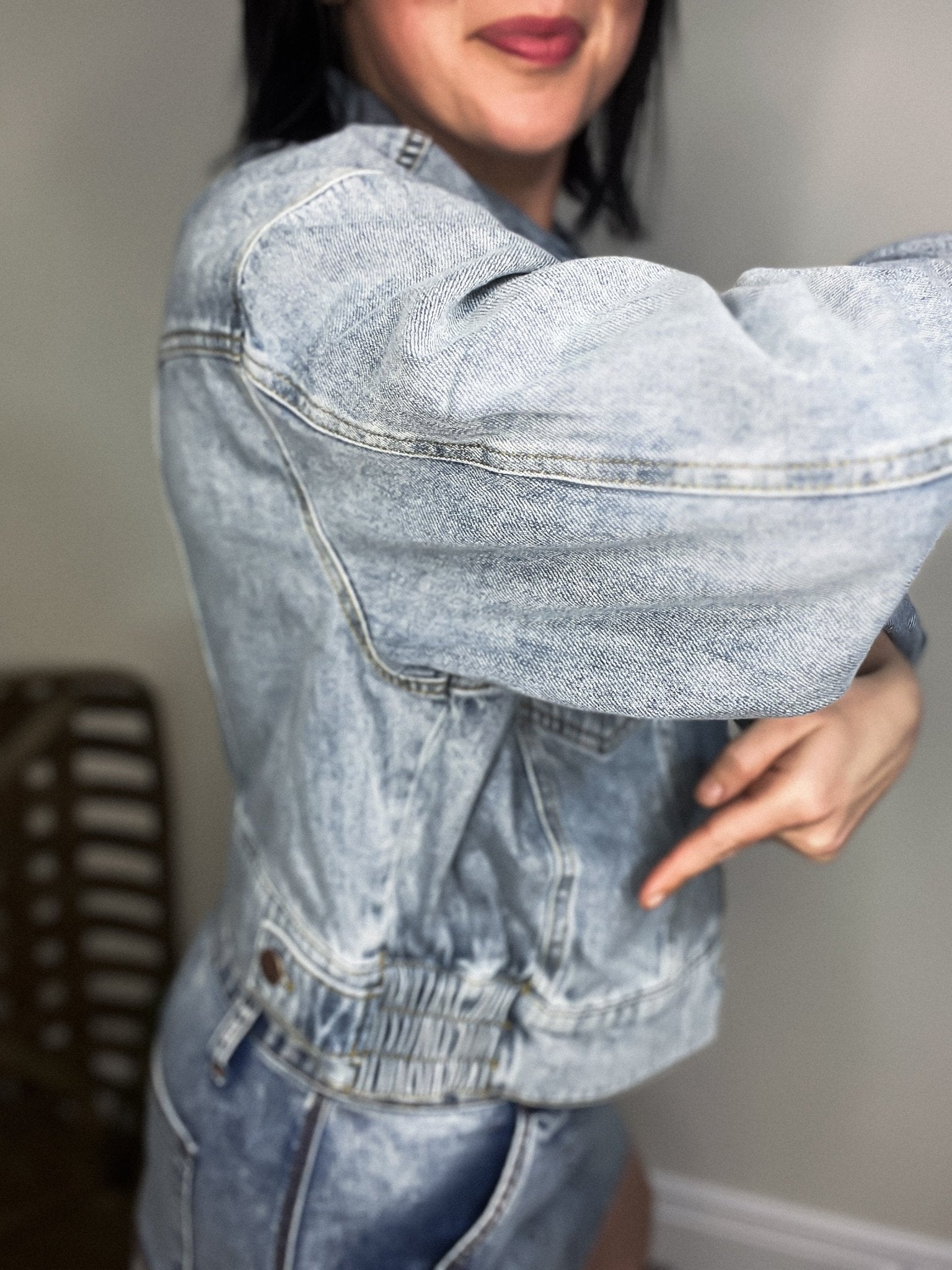 RISEN Full Size Button Down Cropped Denim Jacket - Roaming Gypsy Boutique