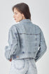 RISEN Full Size Button Down Cropped Denim Jacket - Roaming Gypsy Boutique