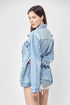 RISEN Full Size Distressed Long Sleeve Denim Jacket Plus Size - Roaming Gypsy Boutique