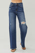 RISEN Full Size High Rise Distressed Wide Leg Jeans - Roaming Gypsy Boutique