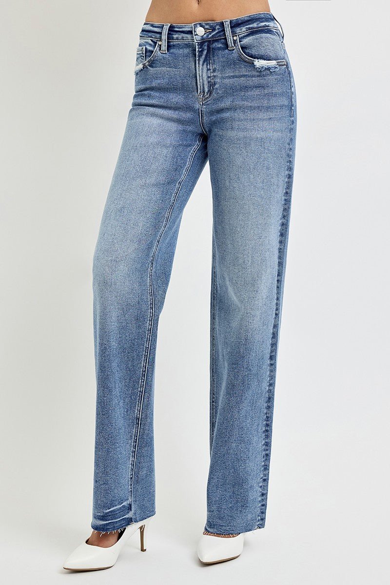 RISEN Full Size High Rise Straight Leg Jeans with Pockets - Roaming Gypsy Boutique