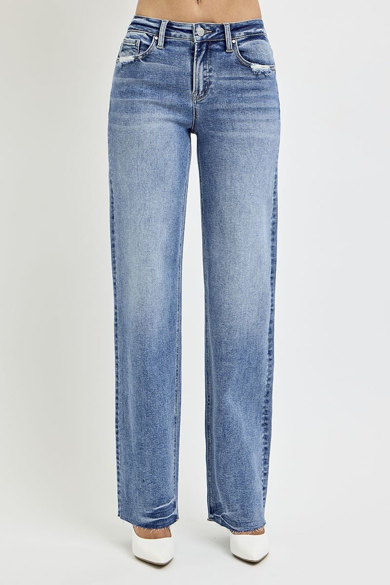 RISEN Full Size High Rise Straight Leg Jeans with Pockets - Roaming Gypsy Boutique