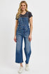 RISEN Full Size Knotted Strap Denim Overalls with Pockets Plus Size - Roaming Gypsy Boutique