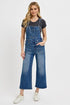 RISEN Full Size Knotted Strap Denim Overalls with Pockets Plus Size - Roaming Gypsy Boutique