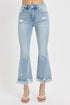 RISEN Full Size Raw Hem Distressed Cropped Flare Jeans Plus Size - Roaming Gypsy Boutique