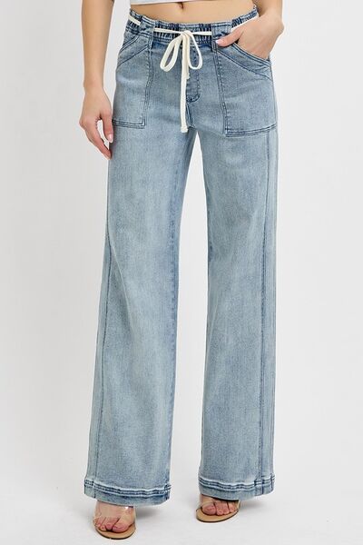 RISEN Full Size Straight Leg Jeans with Pockets Plus Size - Roaming Gypsy Boutique