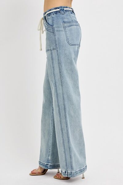 RISEN Full Size Straight Leg Jeans with Pockets Plus Size - Roaming Gypsy Boutique