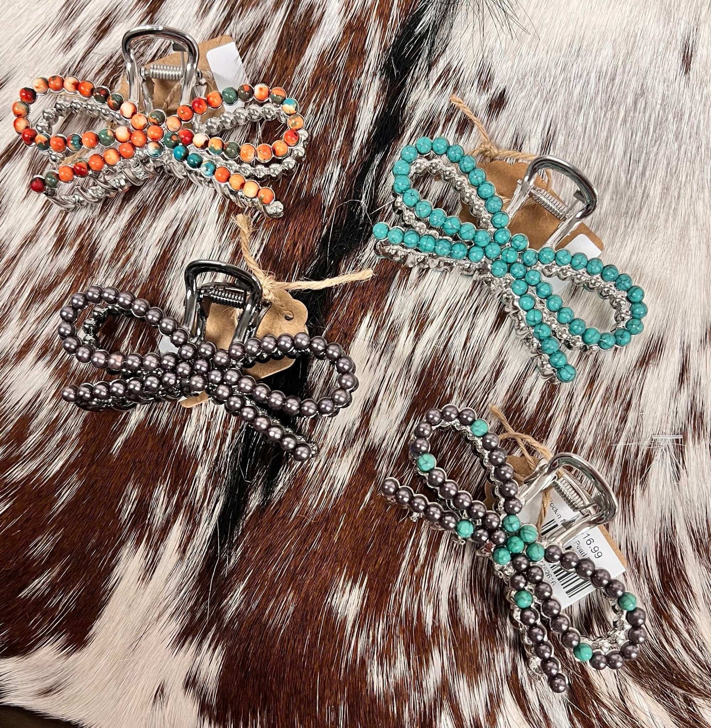 Rockin Navajo Pearl Bow Hair Clips - Roaming Gypsy Boutique