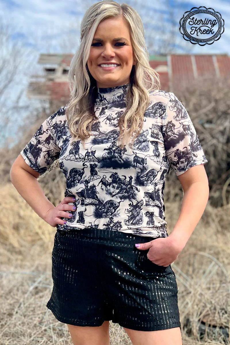 Rodeo Road Short Sleeve Mesh Top