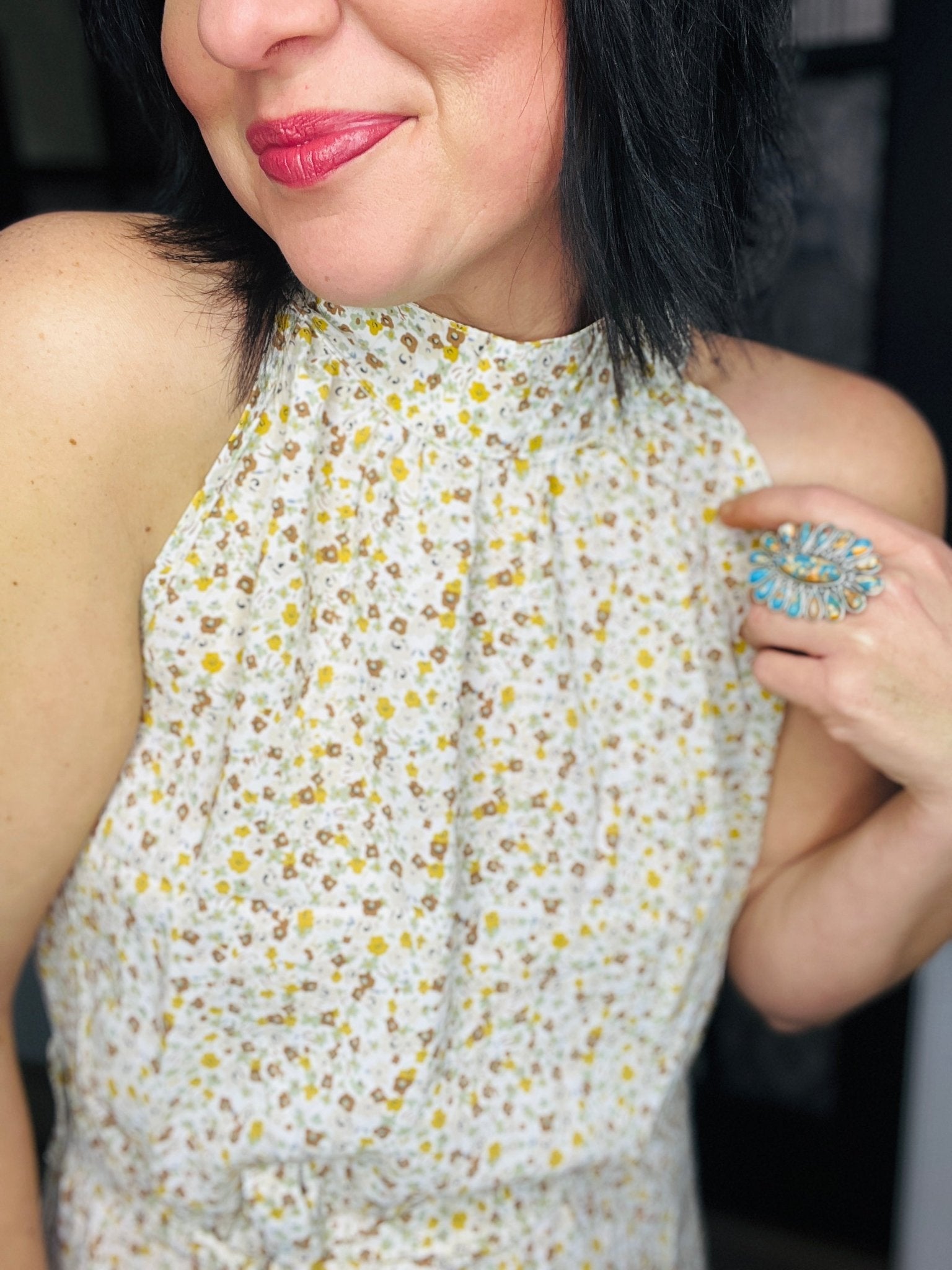 Sedona Floral Halter Dress - Roaming Gypsy Boutique